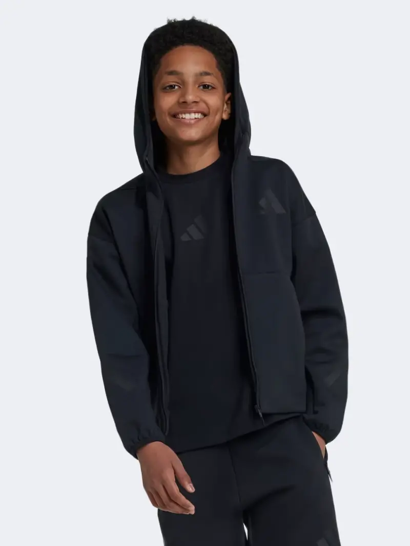 Adidas Z.N.E. Full-Zip Hoodie For Kids – Unisex Black 1