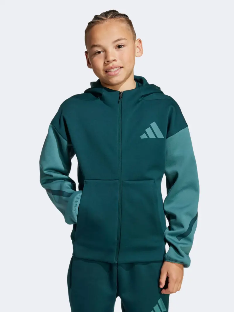 Adidas Z.N.E. Kids' Full-Zip Colorblocked Hoodie For Boys – Aurora Ivy 1