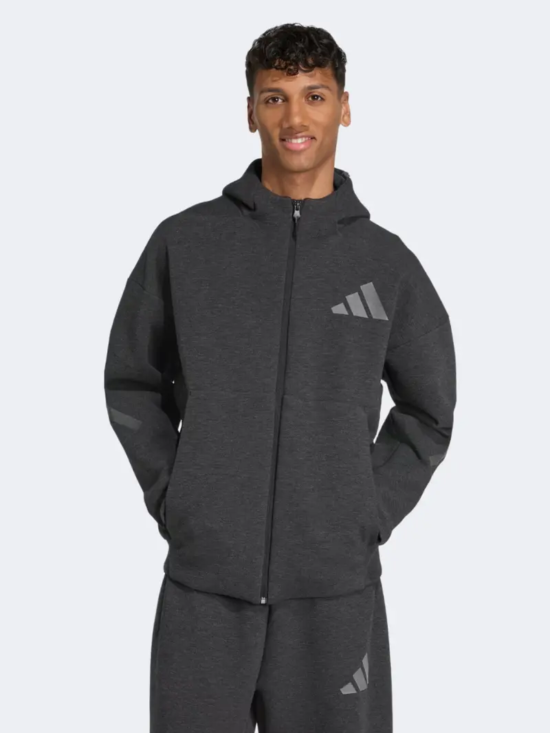 Adidas Z.N.E. Premium Full-Zip Hoodie For Men – Black Melange 1