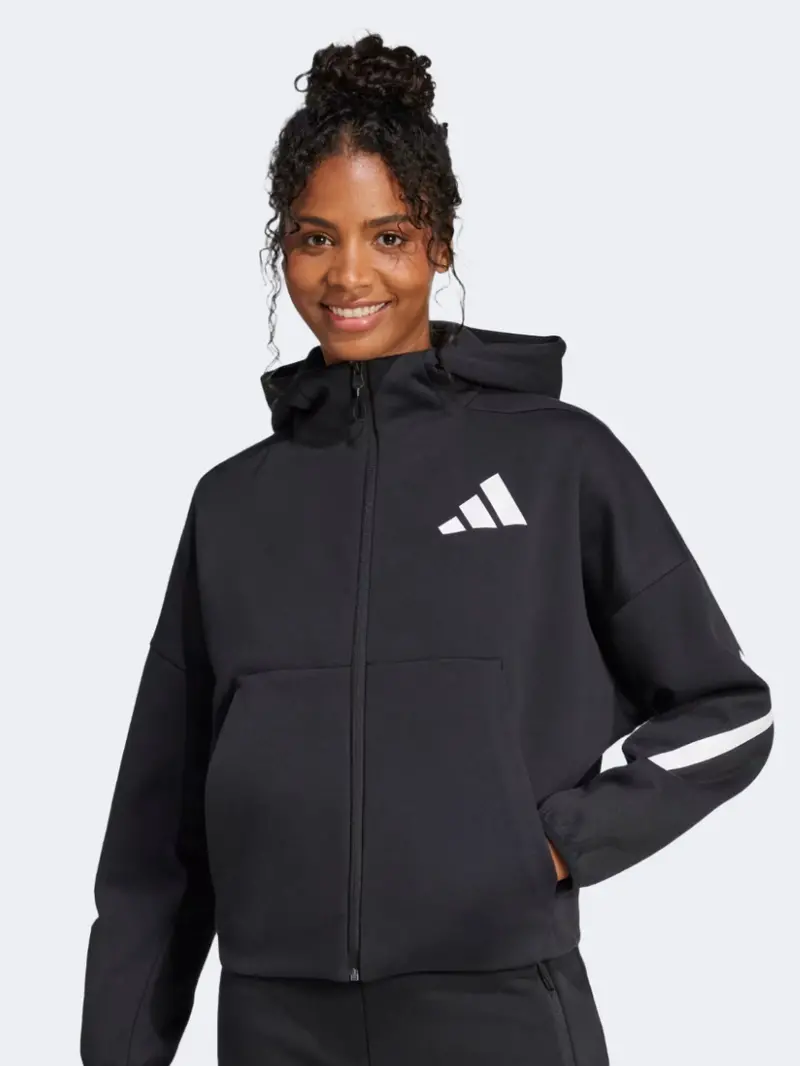 Adidas Z.N.E. Women'S Black & White Hoodie 1