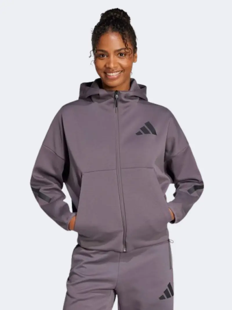 Adidas Z.N.E. Women’S Full-Zip Hoodie – Grey Strata Color 1