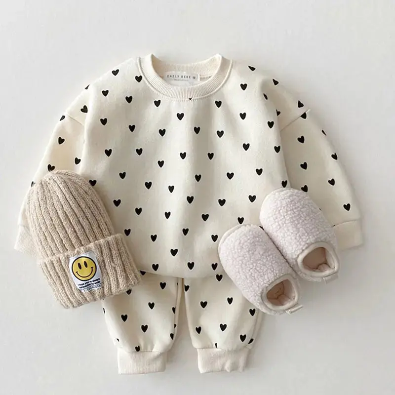 Adorable Full-Heart Embroidered Baby Clothing Ensemble 1