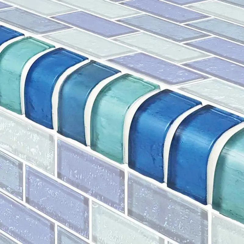 Aqua Blend Glass Tile Trim – 1X2 Inch (Per Linear Foot) 1
