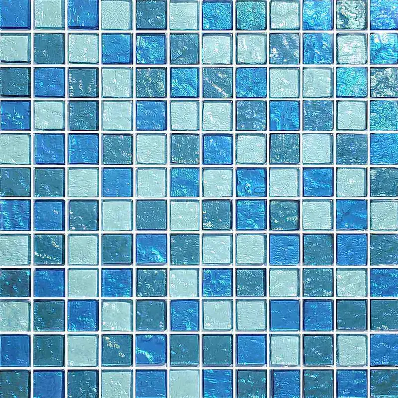 Aqua Blend Iridescent Glass Pool Tile – 1X1 Inch 1