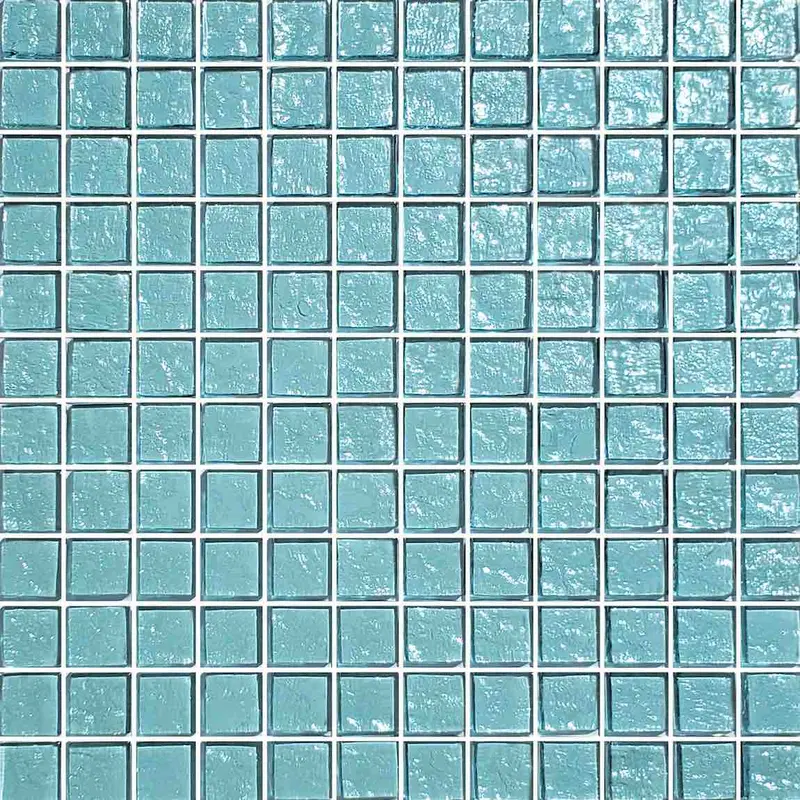 Aqua Iridescent Glass Pool Tile – 1X1 Inch 1