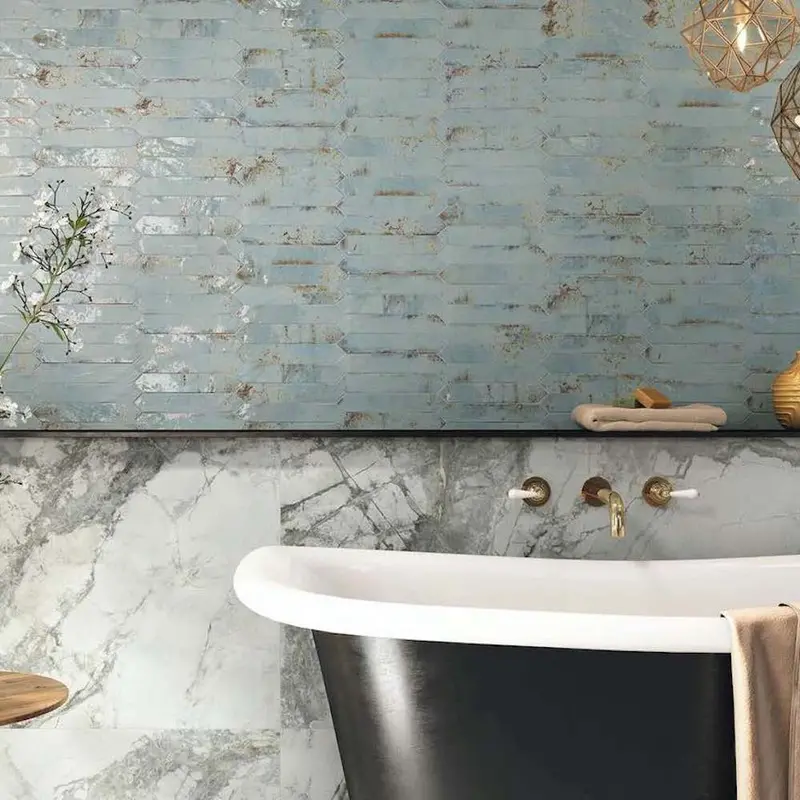 Aqua Picket-Style Subway Tile – 2 In X 10 In Distressed Ceramic 1