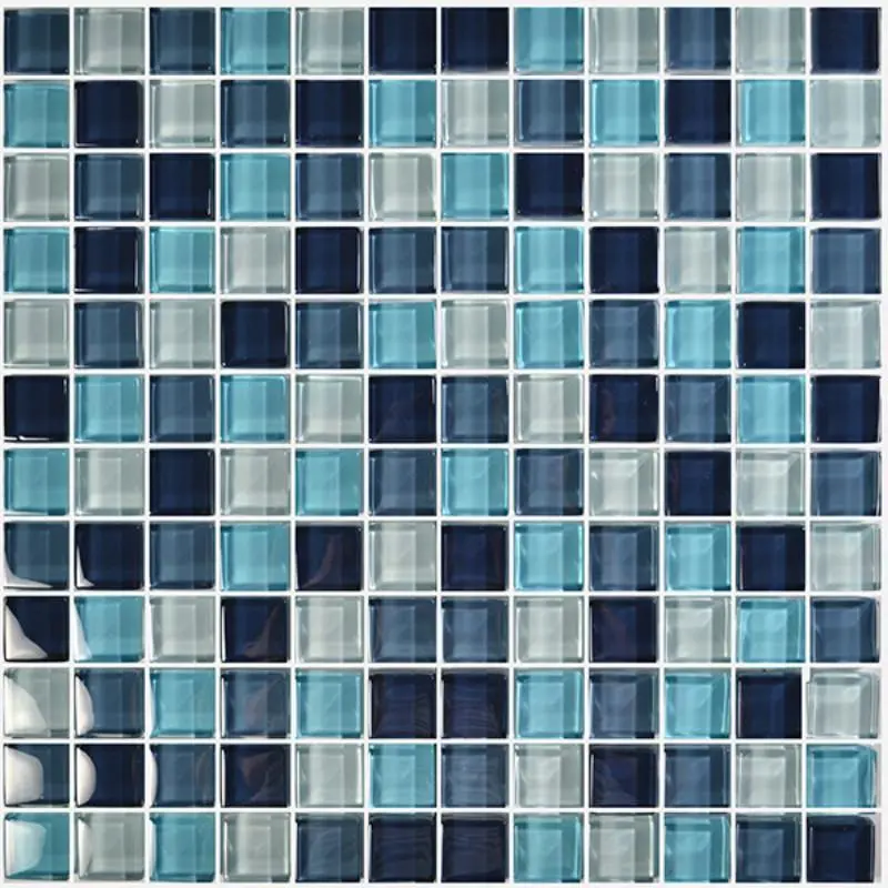 Aquamarine Glass Mosaic Tile – 1X1 Square Blend 1