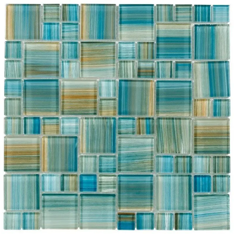 Aquarella Aqua Mix Glass Mosaic Tile – Multishade Watercolor-Inspired Tile 1