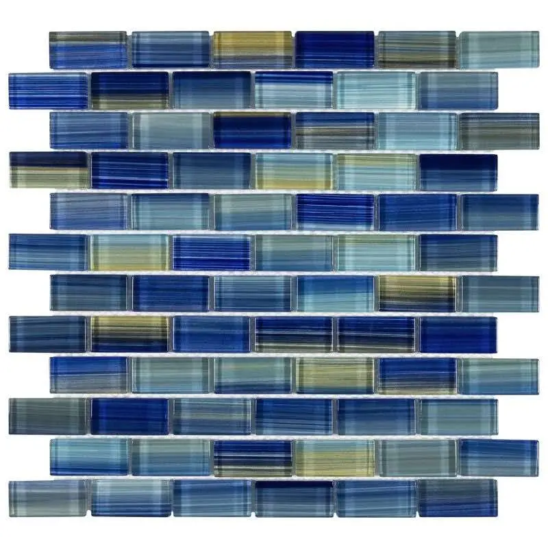 Aquarella Blue Glass Mosaic Tile (1" X 2") 1