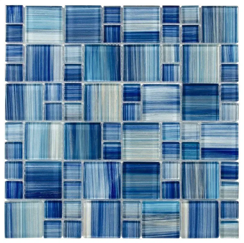 Aquarella Blue Glass Mosaic Tile – Serene Solid-Tone Aquatic Mosaic 1