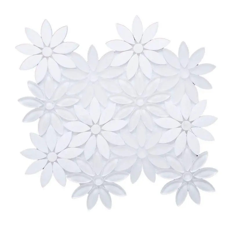 Arctic Blue Waterjet Floral Mosaic Tile 1