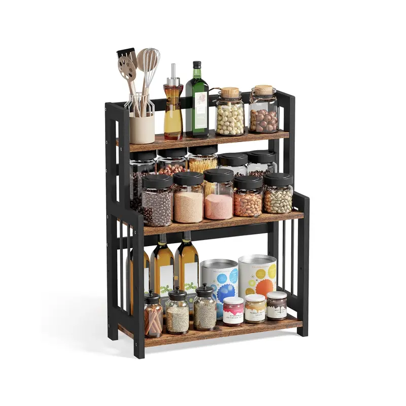Bamboo 3-Tier Countertop Storage Rack – Natural Multi-Room Organizer For Kitchen Or Office 1