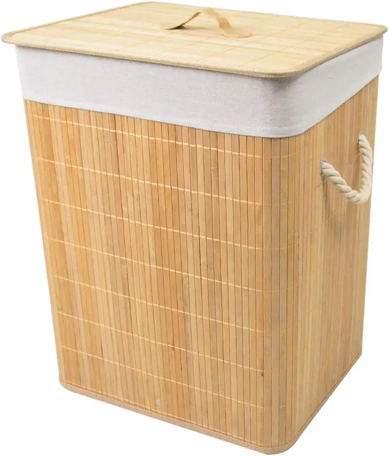 Bamboo Laundry Hamper With Lid – Eco-Friendly, Ventilated Storage Basket 1
