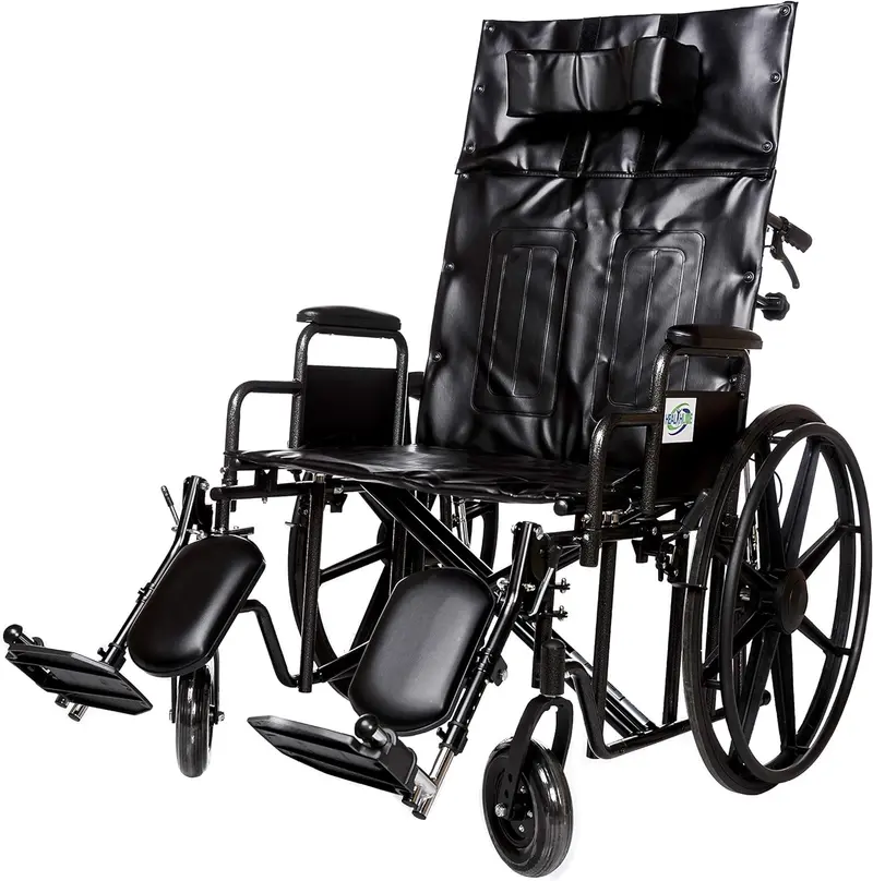 Bariatric Reclining Wheelchair — Heavy-Duty Support Chair With Desk Arms, Head Immobilizer & Removable Backrest (450 Lb Capacity) 1