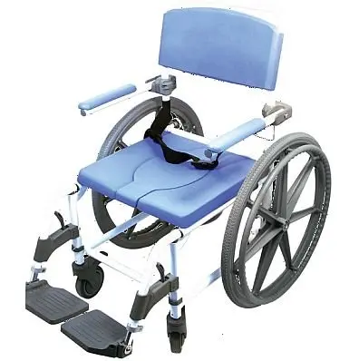 Bariatric Shower Wheelchair: 22" Wide Seat, 24" Tires, Bath & Commode Ready 1