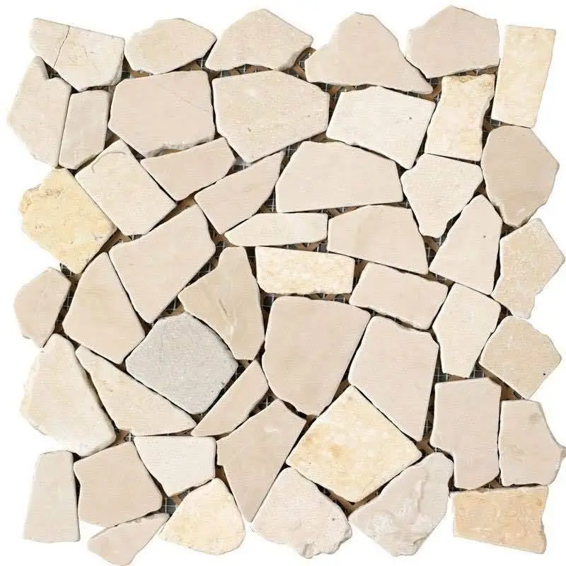 Beige Flat Pebble Stone Mosaic Tile 1