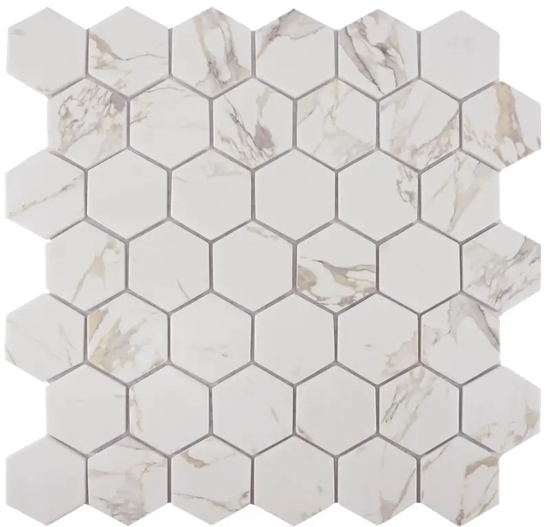 Beige Hexagon Recycled Glass Tile 1