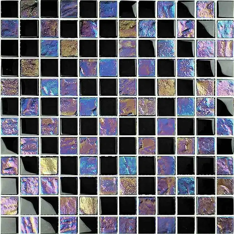 Black 1X1 Glass Sheen Mosaic Tile 1