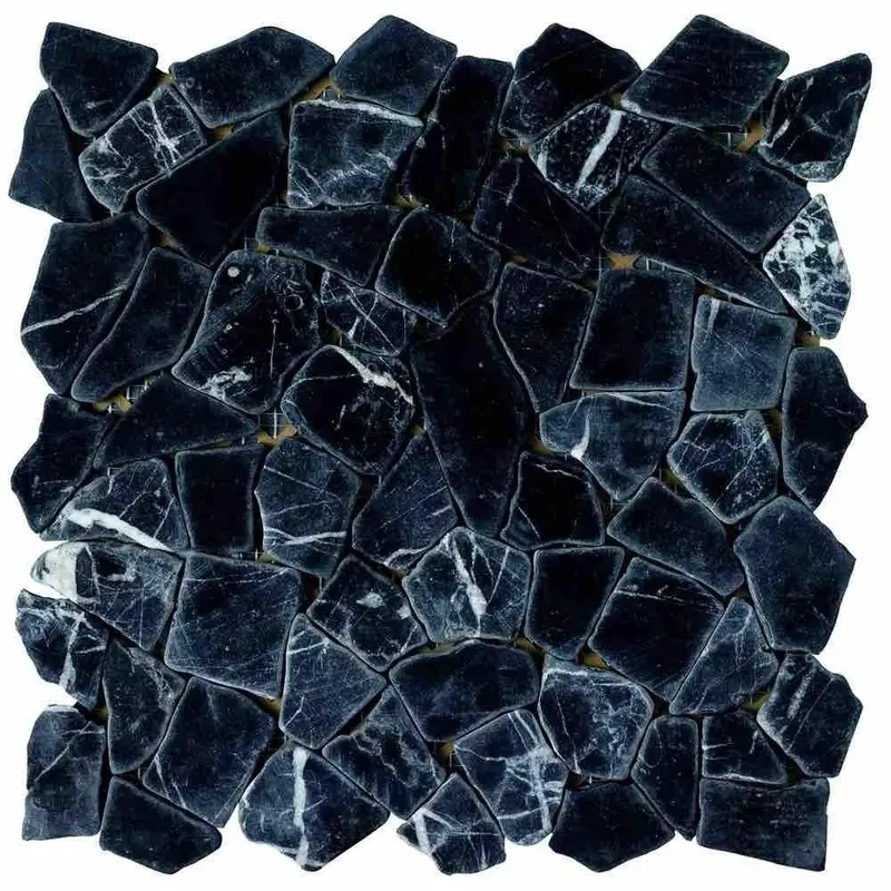 Black Flat Pebble Stone Mosaic Tile 1