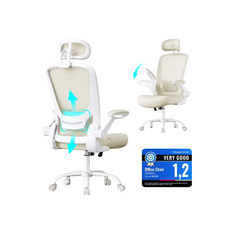 Black Mesh Ergonomic Office Chair – Lumbar Support, Foldable Arms, 360° Swivel 1