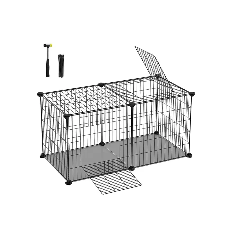 Black Metal Small Animal Habitat – Dual-Door Access & Top Opening For Easy Cleaning 1