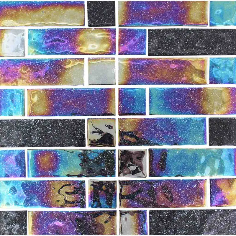 Black Multi-Tone Iridescent Glass Pool Tile – Linear Format 1