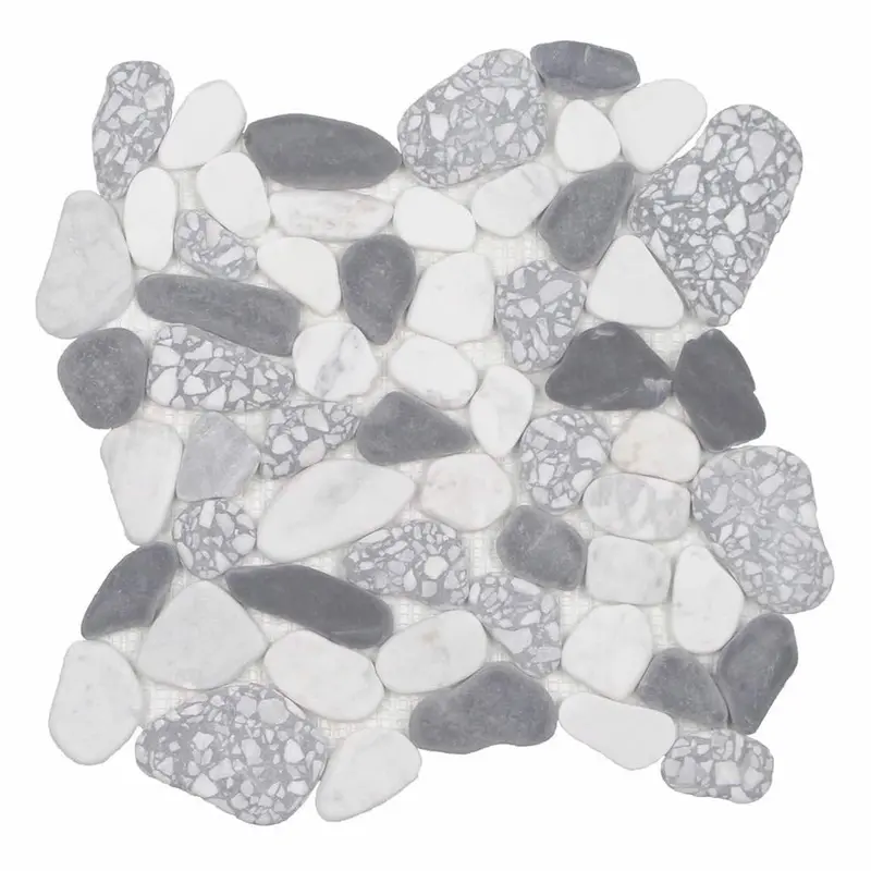 Black Terrazzo Sliced Mosaic Tile With Natural Veining 1