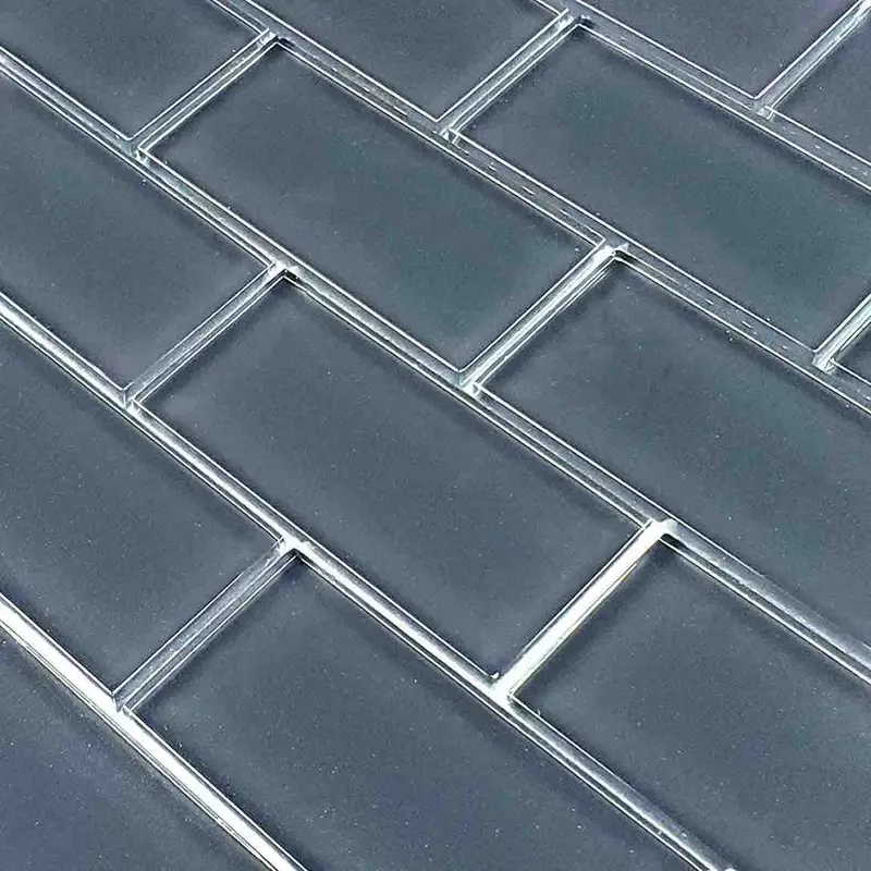Blue-Gray Glass Subway Mosaic Tile – 2 In X 4 In 1