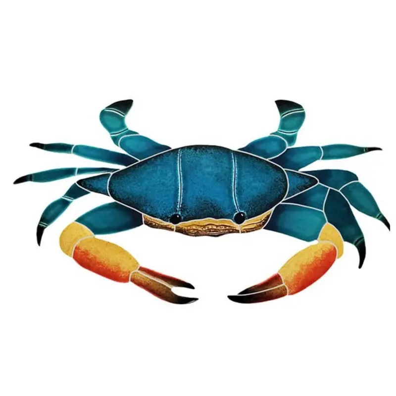 Blue Swimmer Crab Mosaic Tile – 7X12 In. Whimsical Pool Border 1