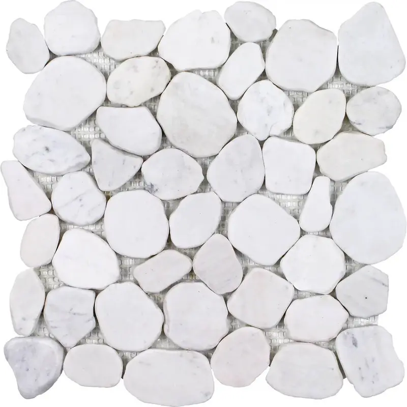 Bright White Pebble Sliced Mosaic Tile 1
