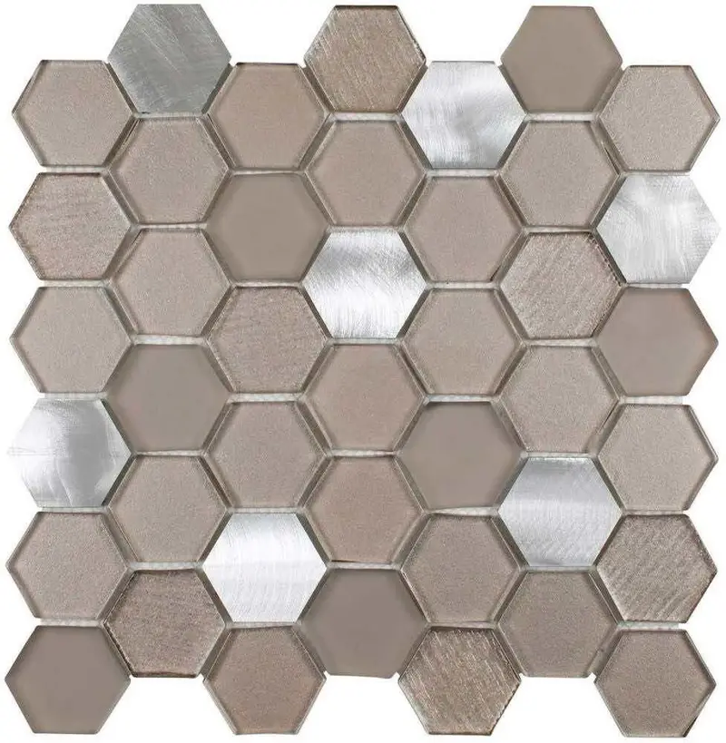 Bronze Hexagon Glass-Metal Mosaic Tile 1