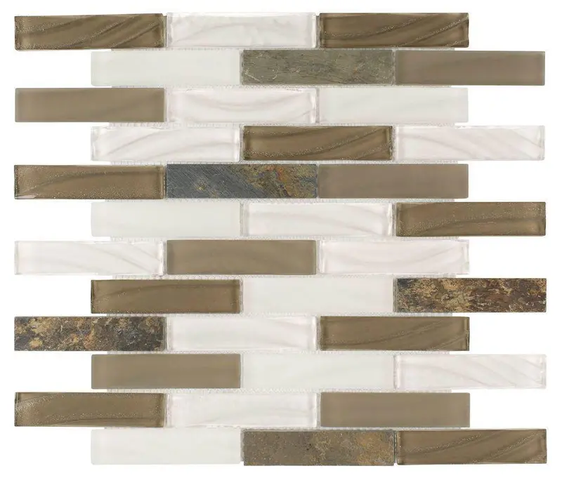 Brown Contemporary Glass-Stone Tile – Earthy Mixed-Material Wall Tile 1