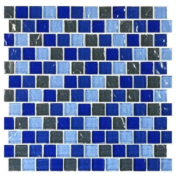 Charcoal & Cobalt Glass Pool Mosaic Tile – 1X1 Square 1