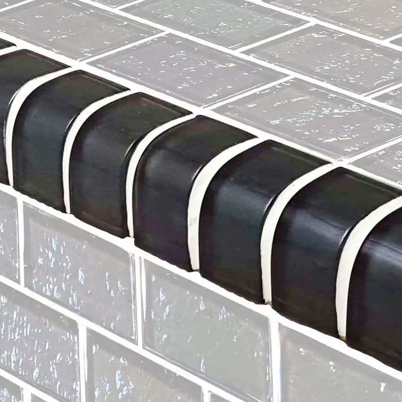 Charcoal Glass Tile Edge Trim – 1X2 Inch (Per Linear Foot) 1