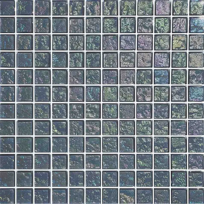 Charcoal Iridescent Glass Pool Tile – 1X1 Inch 1