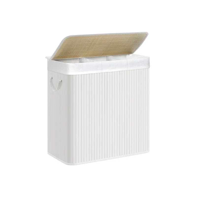 Cloud White 150L Foldable 3-Section Laundry Hamper – Clip-On Lid And Reinforced Handles 1