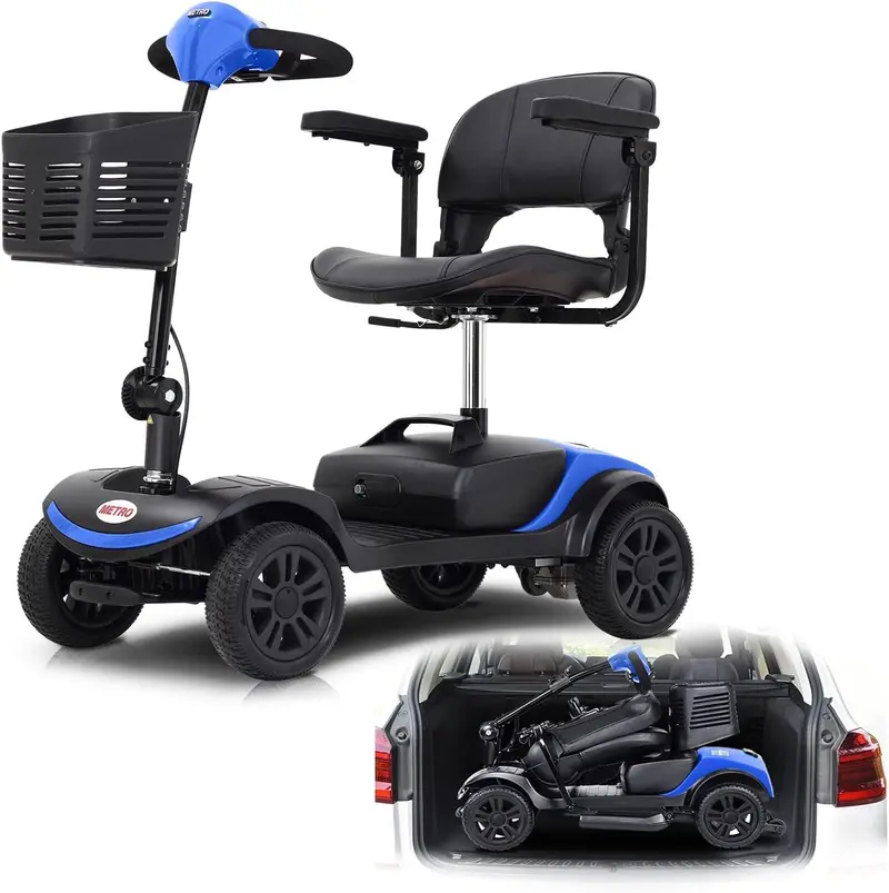 Compact Folding Mobility Scooter: 4-Wheel Electric Travel Scooter With Storage Basket 1