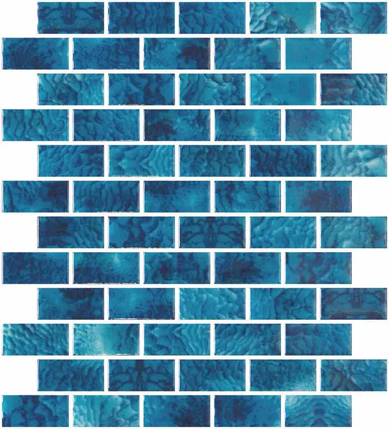 Coral Reef Blue 1X2 Glass Pool Mosaic Tile 1