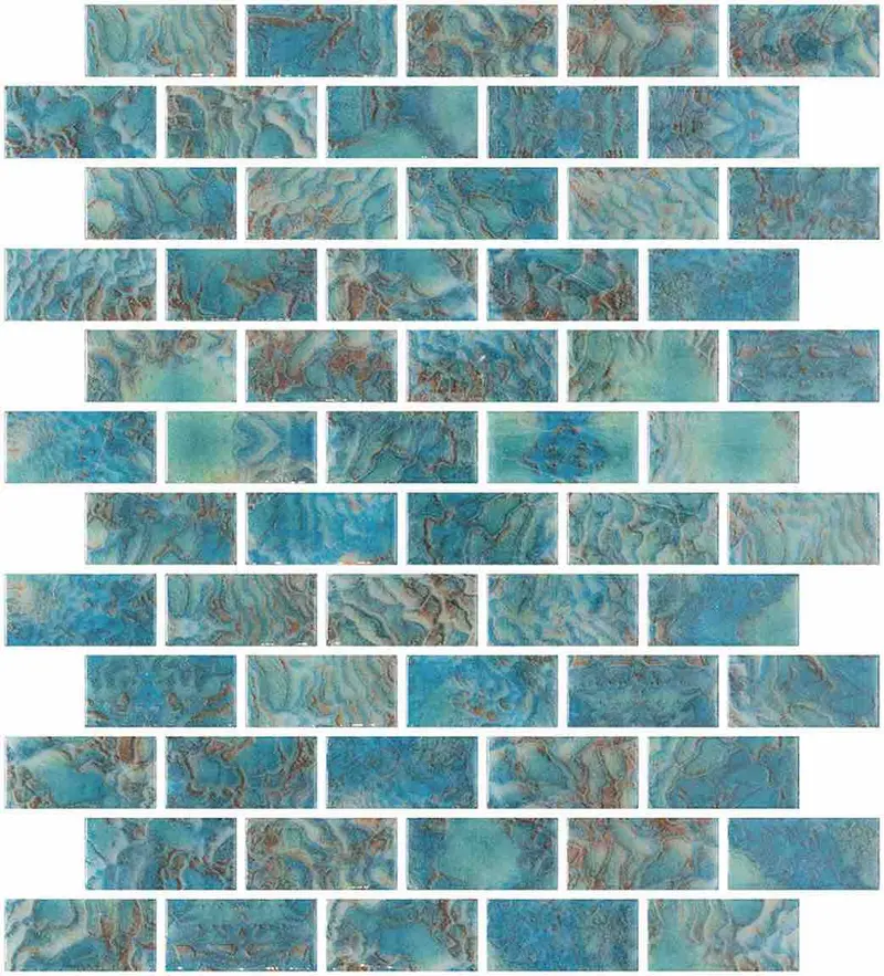 Coral Reef Green 1X2 Glass Pool Mosaic Tile 1