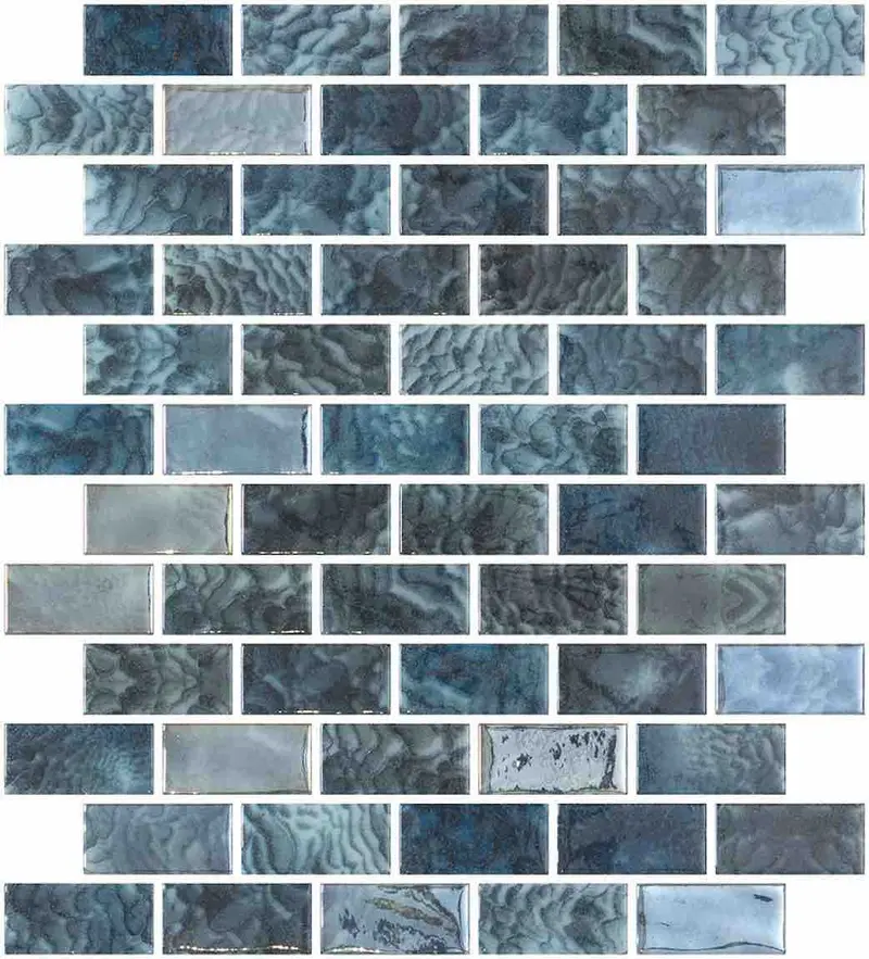 Coral Reef Grey 1X2 Glass Pool Mosaic Tile 1