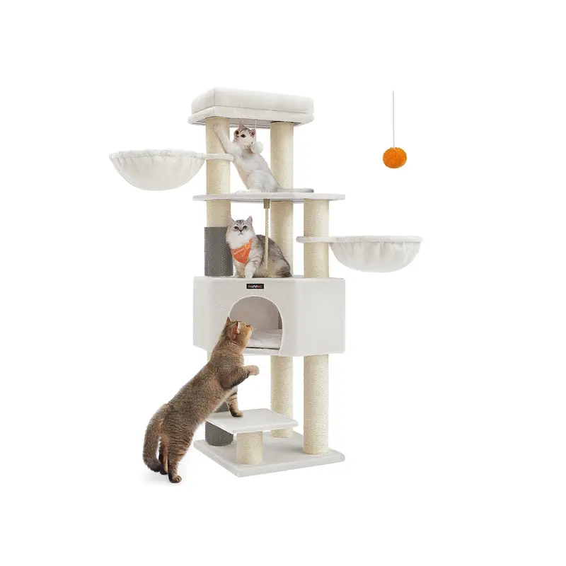 Cream & Beige Heavy-Duty Cat Tree – Large Perch With Self-Warming Pads And 8+ Scratching Surfaces 1