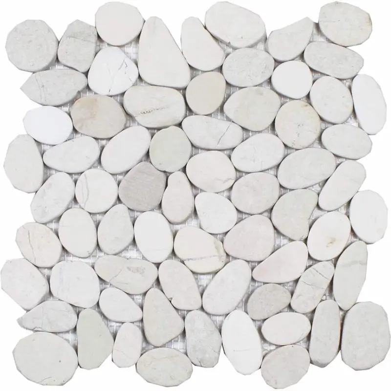 Cream-Colored Pebble Sliced Mosaic Tile 1