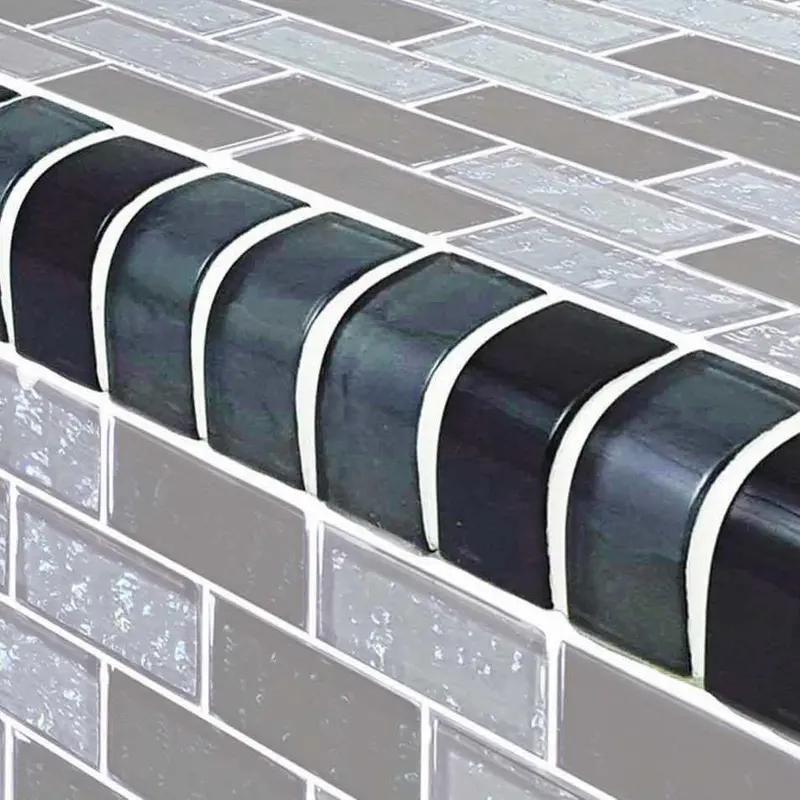 Dark Blend Glass Tile Trim – 1X2 Inch (Per Linear Foot) 1