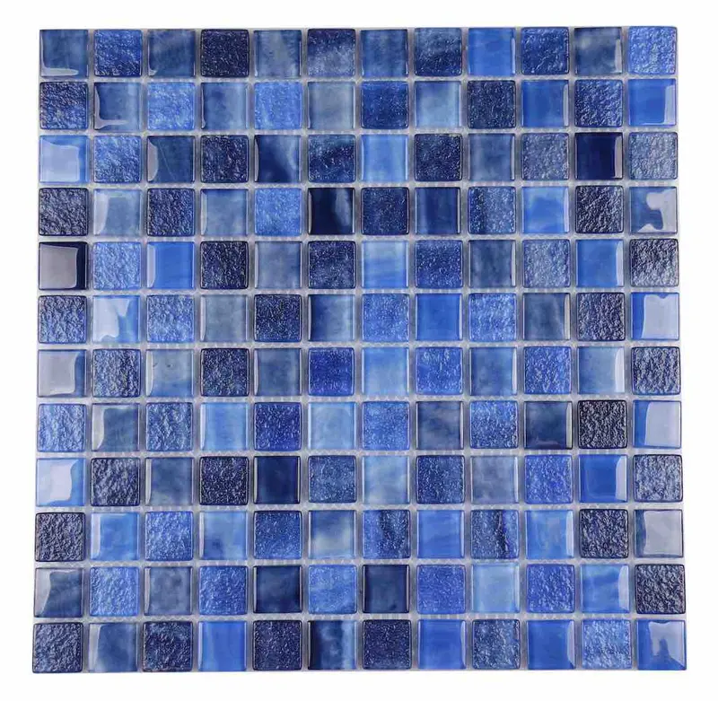 Dark Blue Sea Breeze Glass Tile 1X1 In. Mosaic 1