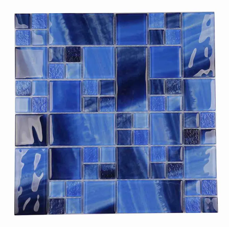 Dark Blue Sea Breeze Glass Tile Patterned Mosaic 1