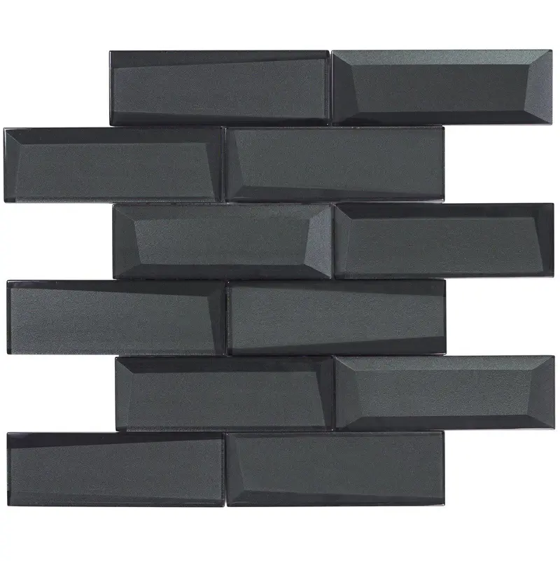 Dimension Black 2X6 Glass Wall Tile 1