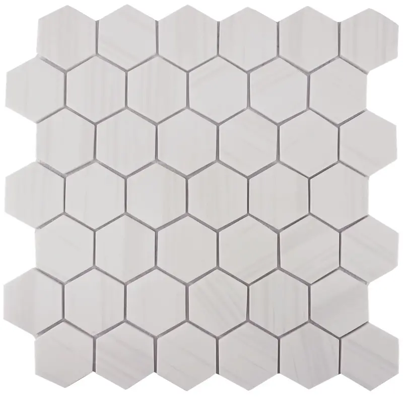 Dolomite White Hexagon Recycled Glass Tile 1