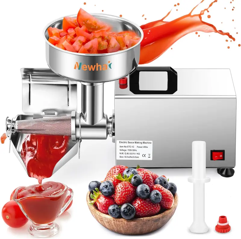 Electric Tomato Strainer & Sauce Mill — Stainless Steel Commercial Grinder For Tomatoes, Strawberries & Blueberries (Model Mg99120) 1