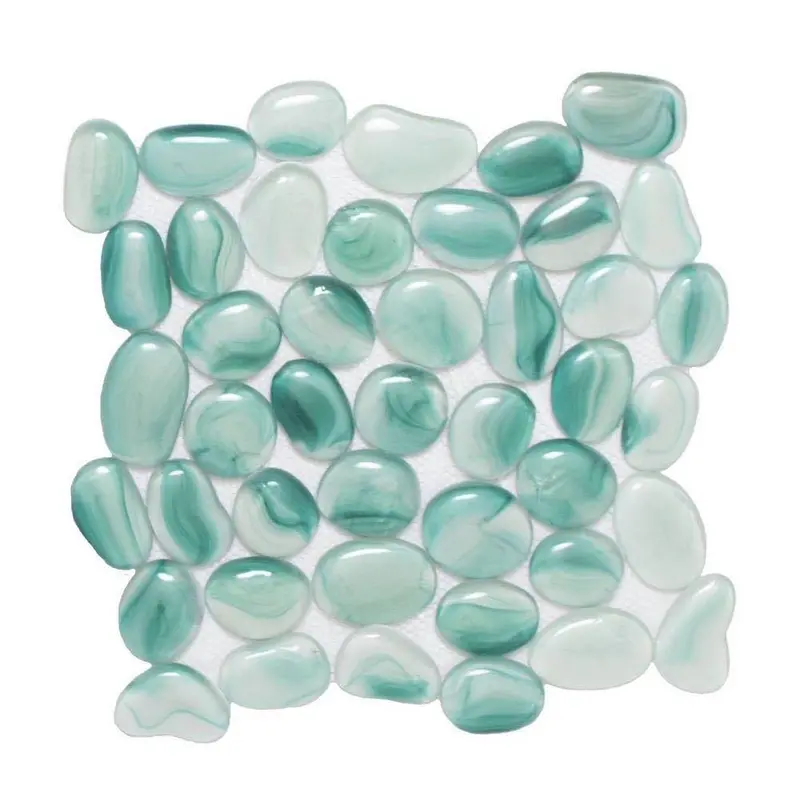 Emerald Green Glass Pebble Mosaic Tile – 12X12 Inch Sheet 1
