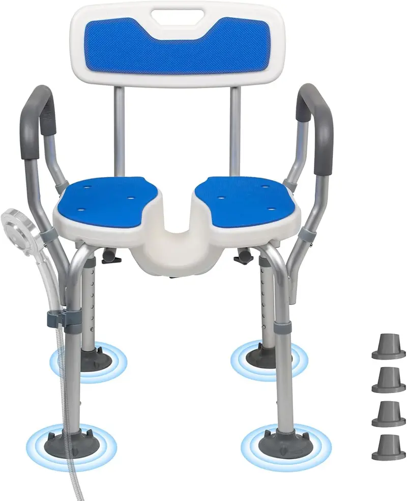 Ergonomic Shower Chair With Backrest And Armrests – Height-Adjustable Bath Seat For Safety And Comfort 1